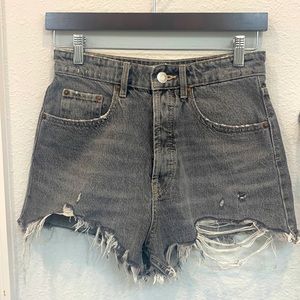 Zara Gray Cut Off High Rise Jean Shorts Size 4